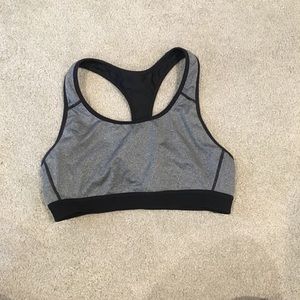 Gray and black sports bra
